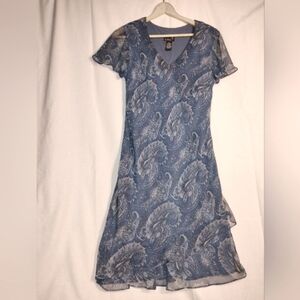 Scarlett Blue A-line Midi Dress with Flutter Sleeves